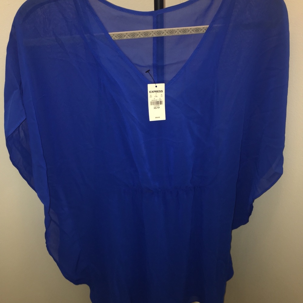 With Tags Express Blue Mini Caftan Dress - Picture 2 of 3